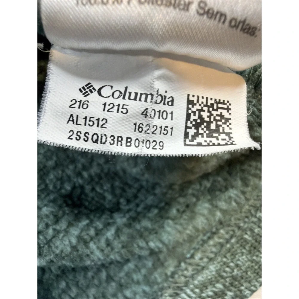 Columbia Women's M Green Fleece Hoodie Pullover Button Neck Sweater